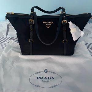 Prada Black Tessuto Saffiano nylon/ leather bag